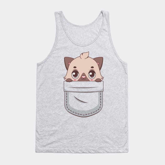 Kawaii kitten in pocket design Tank Top by GazingNeko